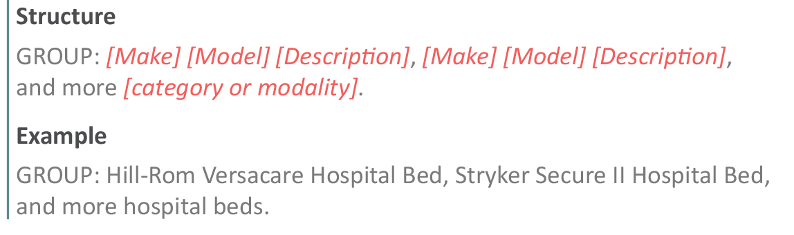GROUP: Make Model Description, Make Model Description, and more category or modality